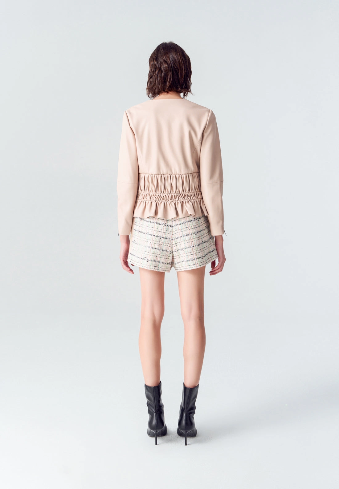 Pink Leather Zip-up Jacket
