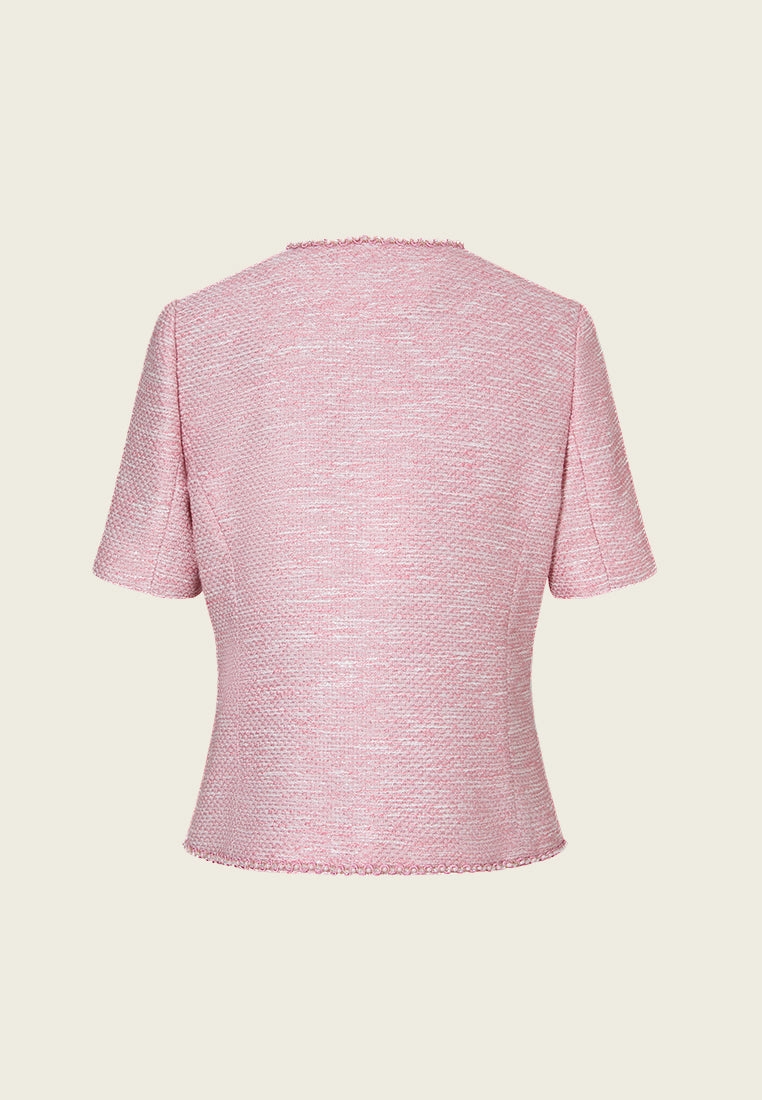 Pink Patch-pocket Embellished Jacket