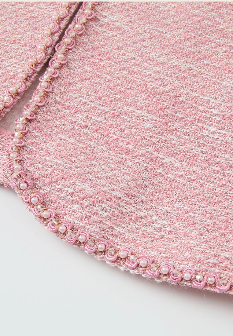Pink Patch-pocket Embellished Jacket