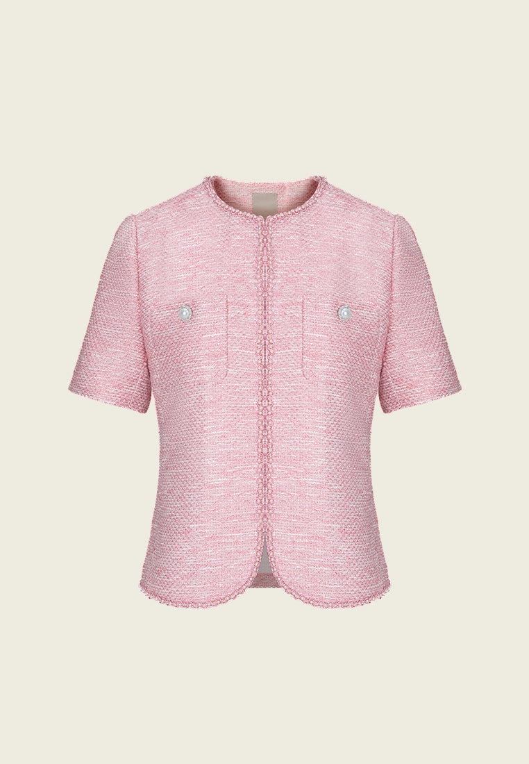 Pink Patch-pocket Embellished Jacket