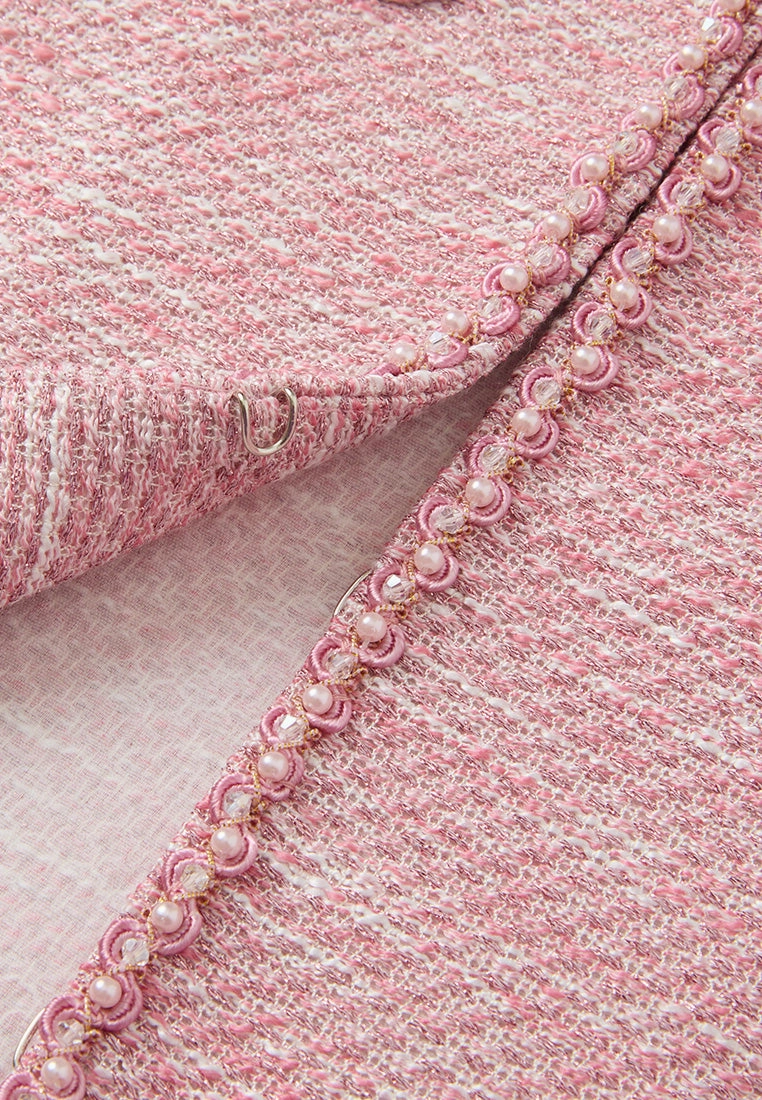 Pink Patch-pocket Embellished Jacket
