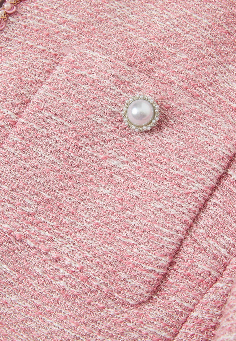 Pink Patch-pocket Embellished Jacket