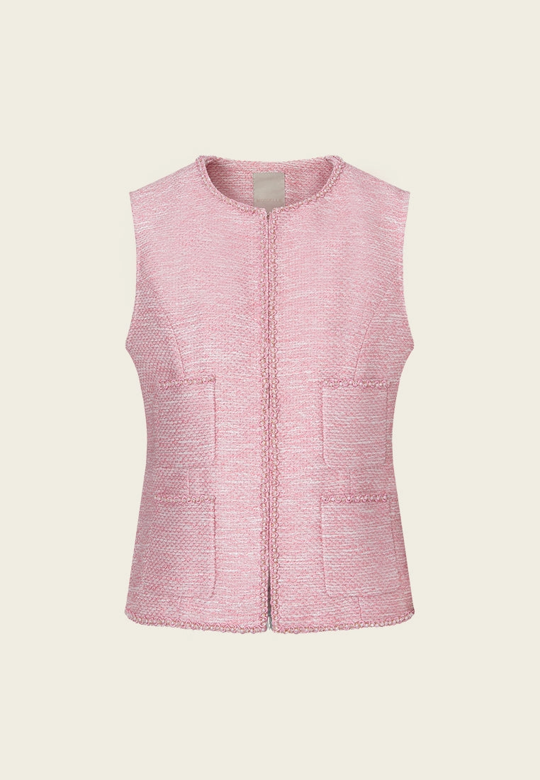 Pink Patch-pocket Embellished Waistcoat