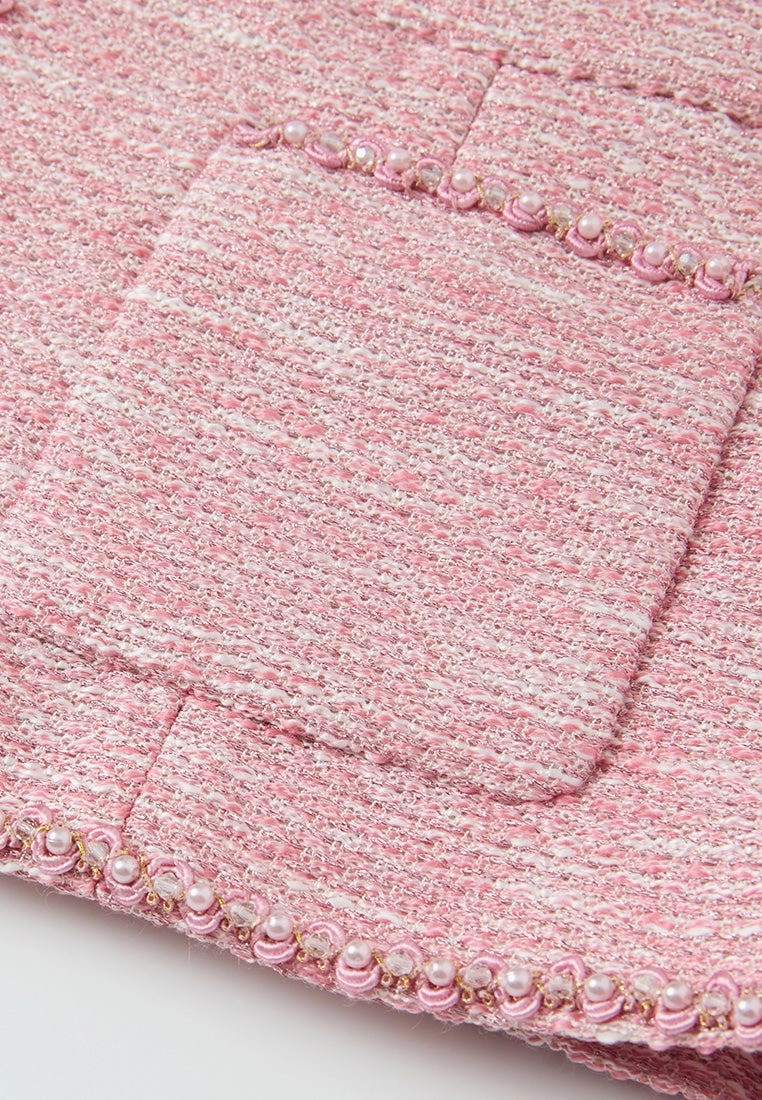 Pink Patch-pocket Embellished Waistcoat
