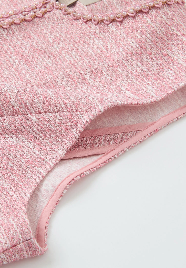 Pink Patch-pocket Embellished Waistcoat
