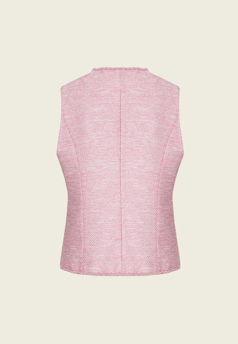 Pink Patch-pocket Embellished Waistcoat