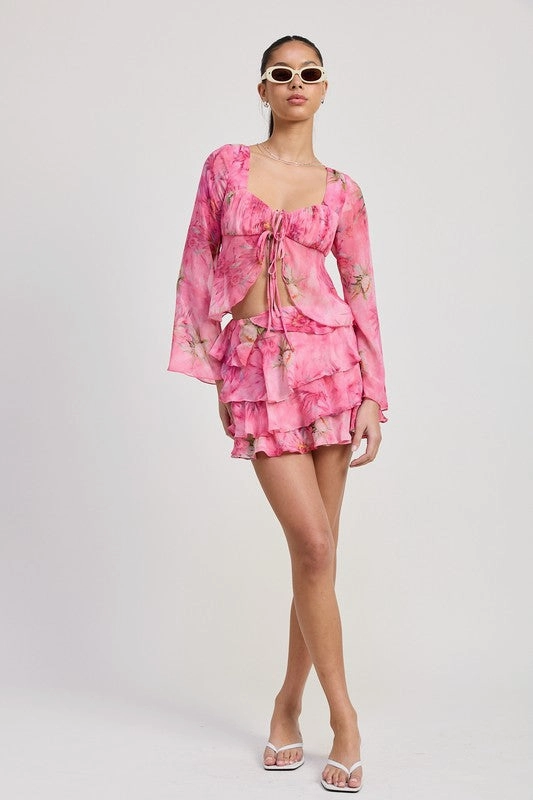 Pink Sangria Ruffle Mini Skirt