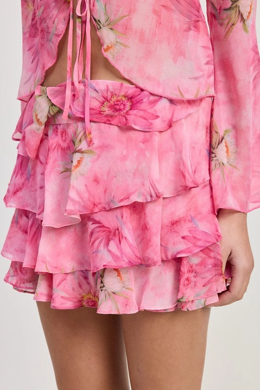 Pink Sangria Ruffle Mini Skirt