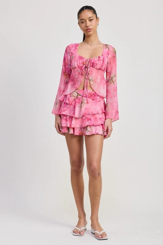 Pink Sangria Ruffle Mini Skirt