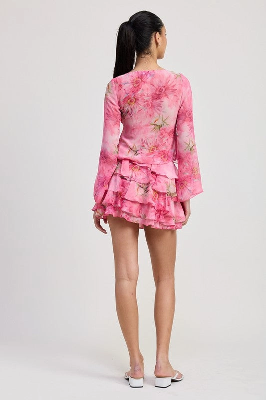 Pink Sangria Ruffle Mini Skirt
