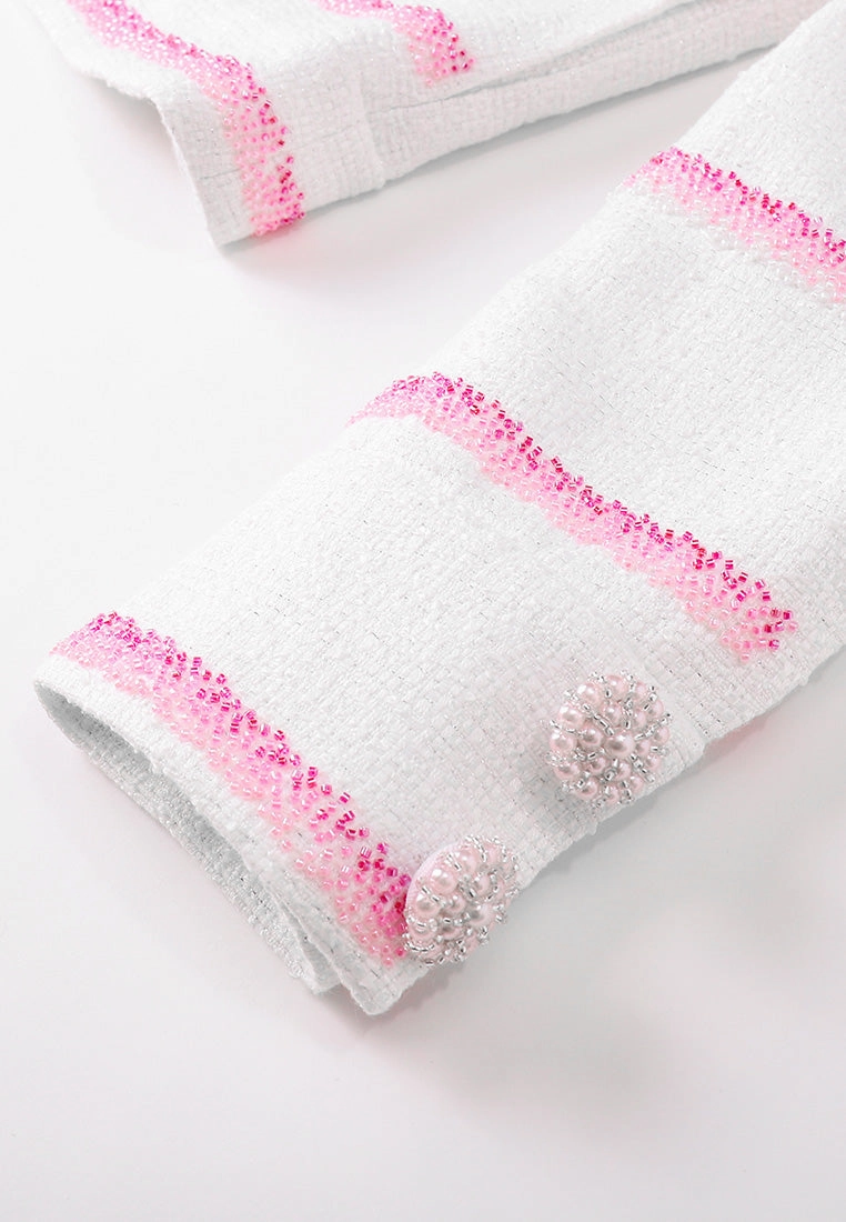 Pink Stripe White Tweed Jacket