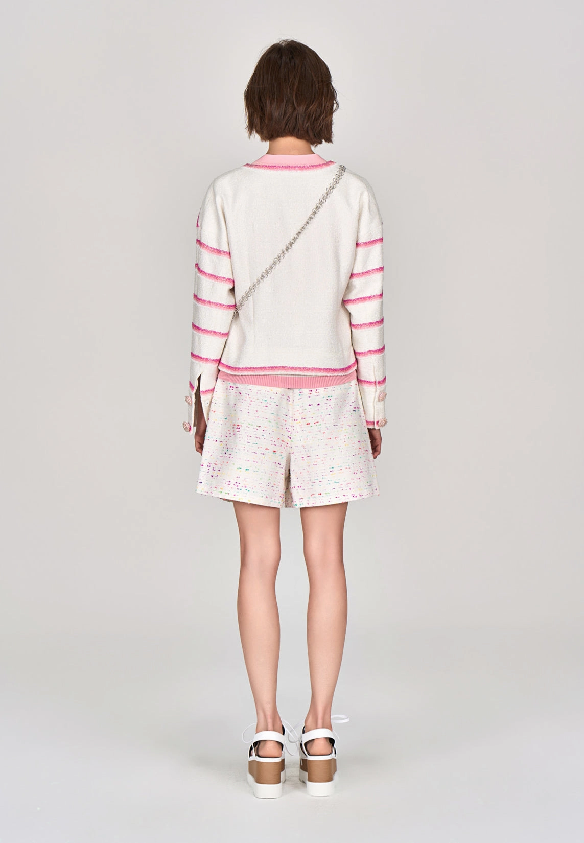 Pink Stripe White Tweed Jacket