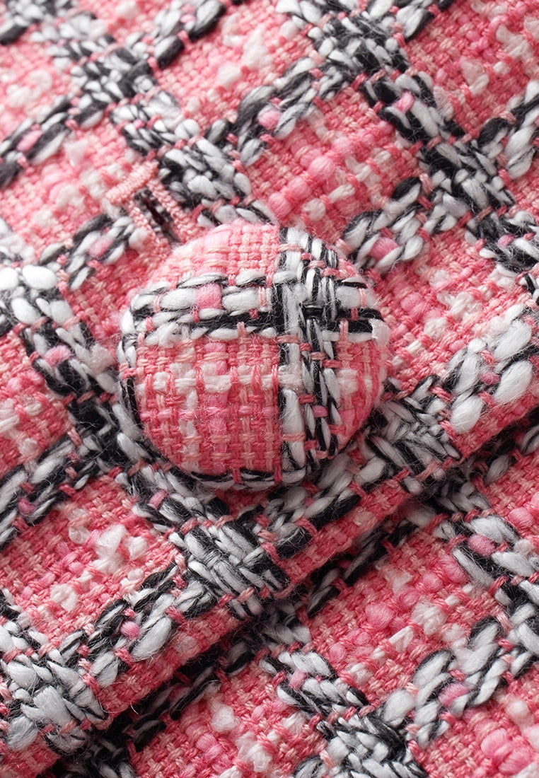Pink Tweed Long-sleeved Jacket