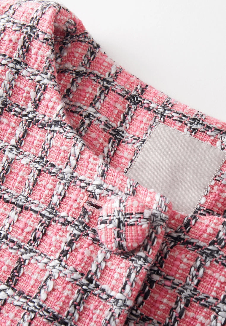 Pink Tweed Long-sleeved Jacket