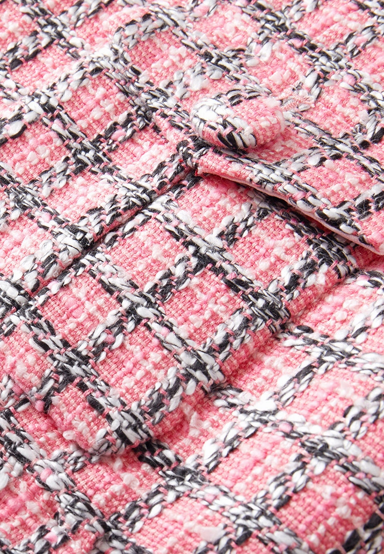 Pink Tweed Long-sleeved Jacket