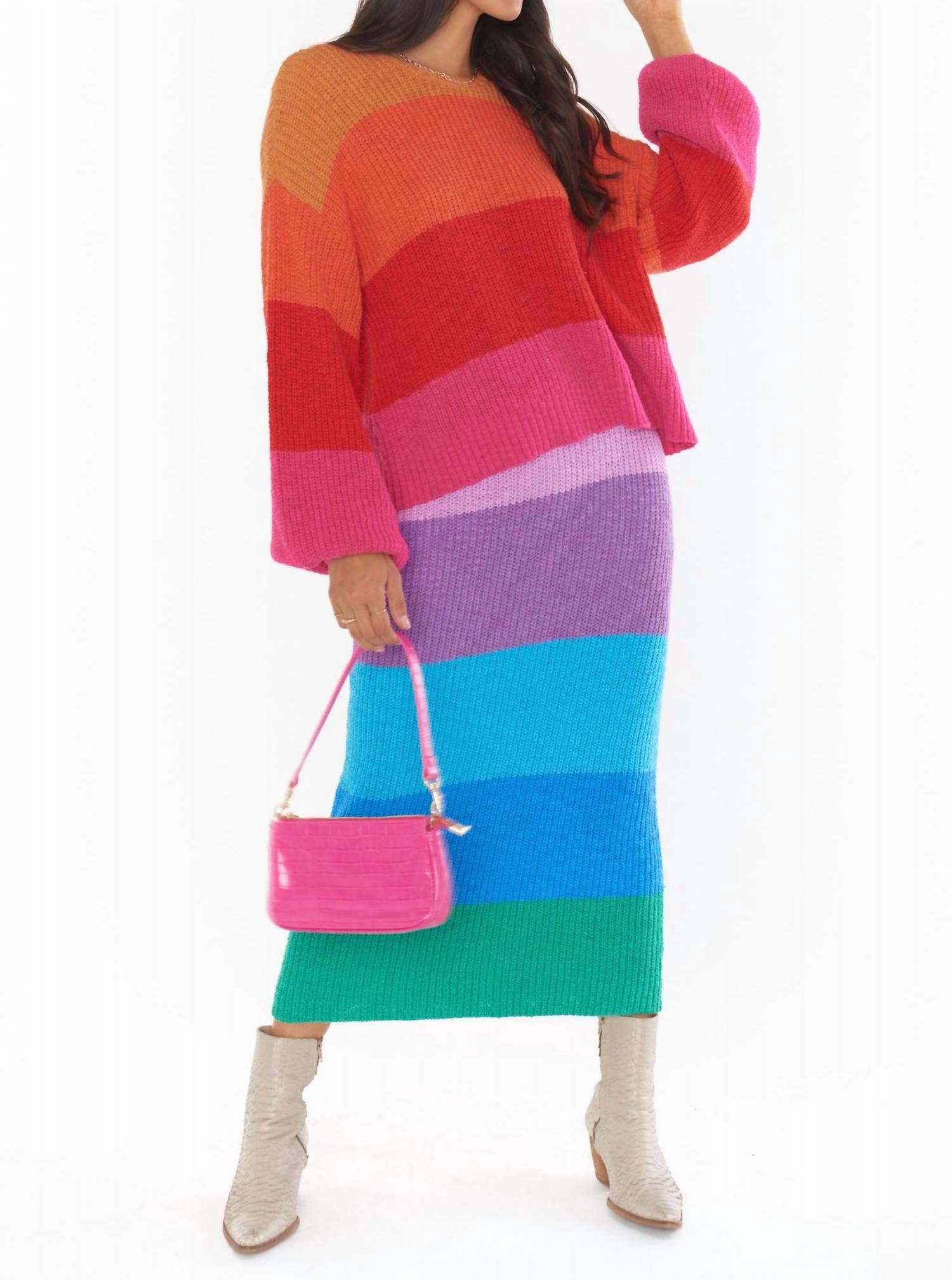 Pippa Sweater Skirt In Sunset Stripe