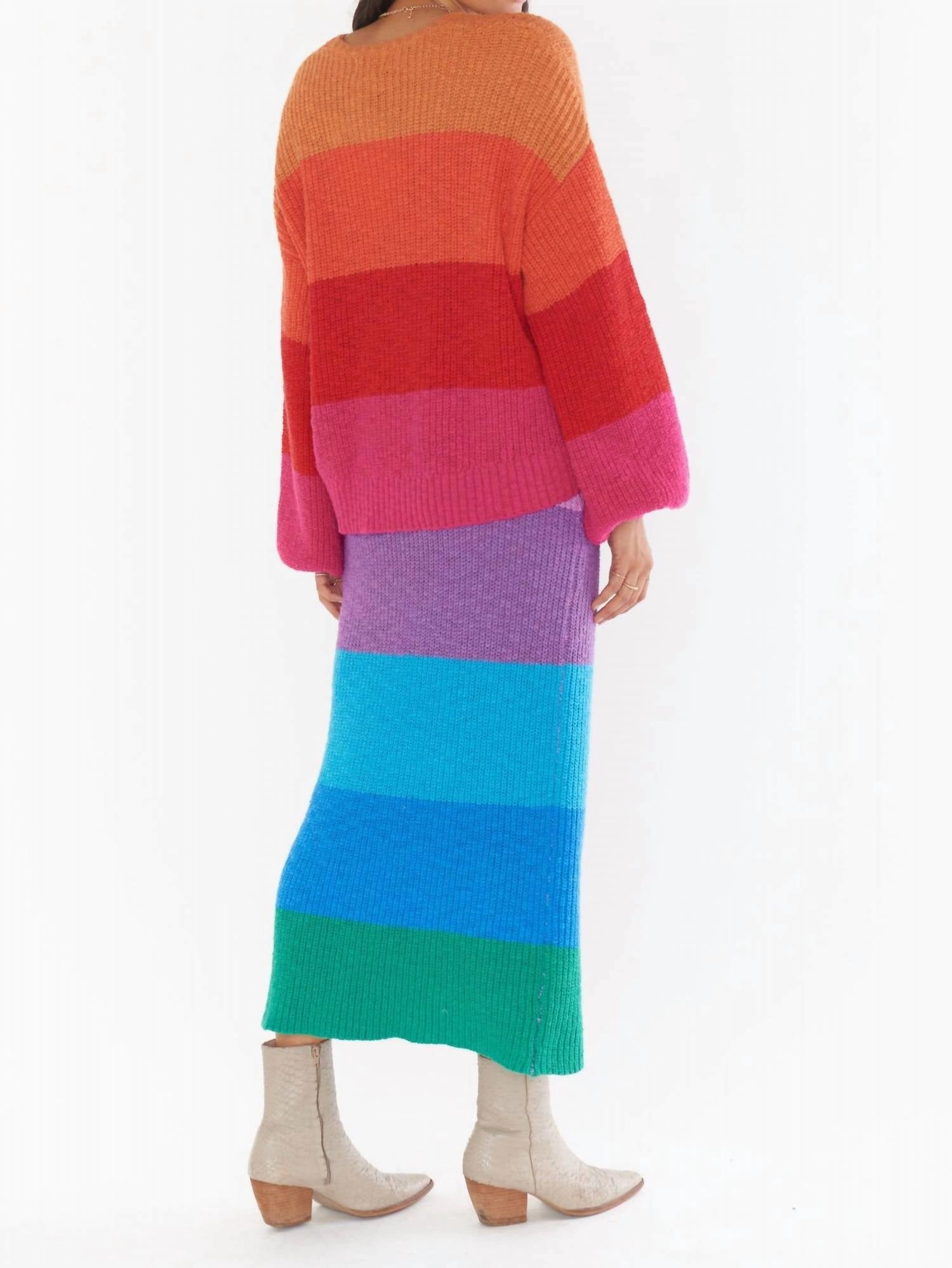 Pippa Sweater Skirt In Sunset Stripe