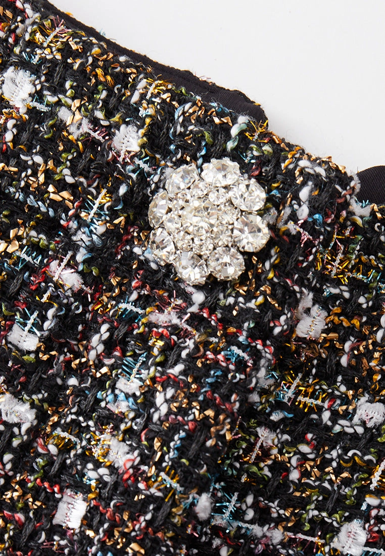 Pleat-detail Wide-leg Tweed Trousers
