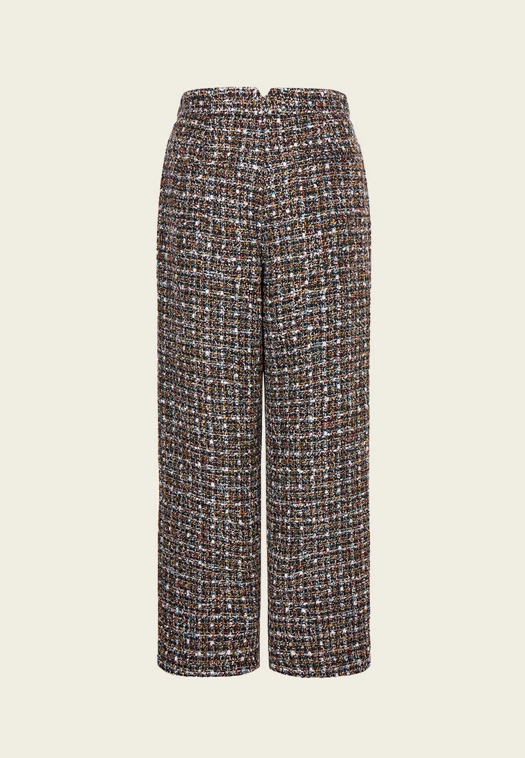 Pleat-detail Wide-leg Tweed Trousers