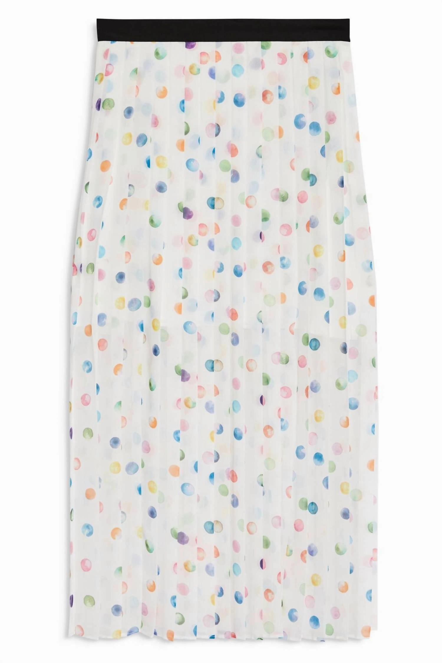 Pleated Polka Dot Skirt In White