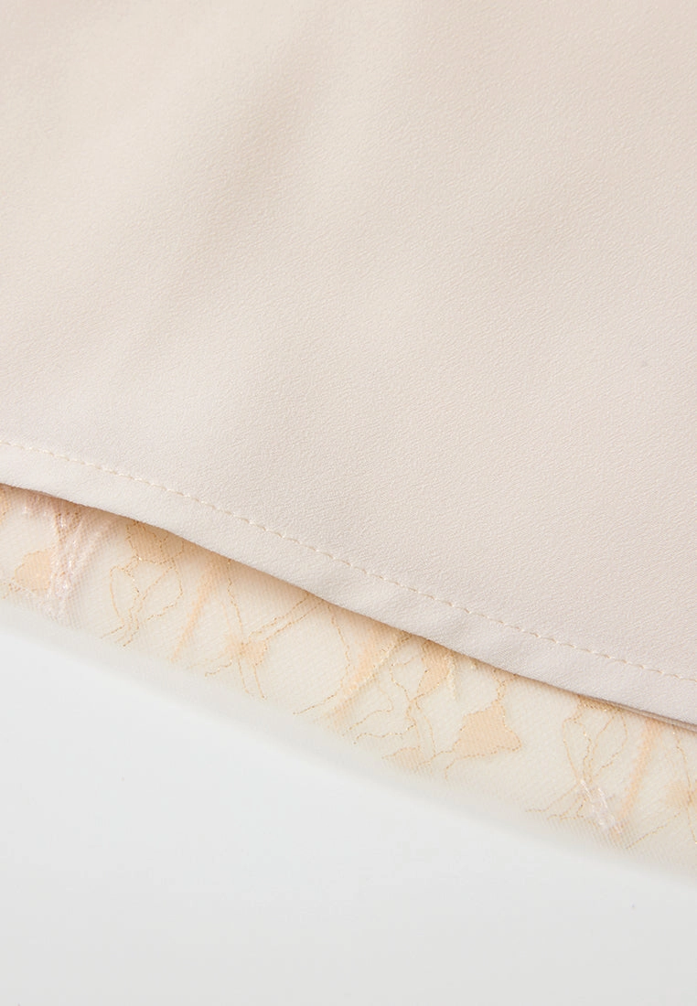 Pleated Sequin-detail Cross-stitch Detail Mesh Maxi Skirt