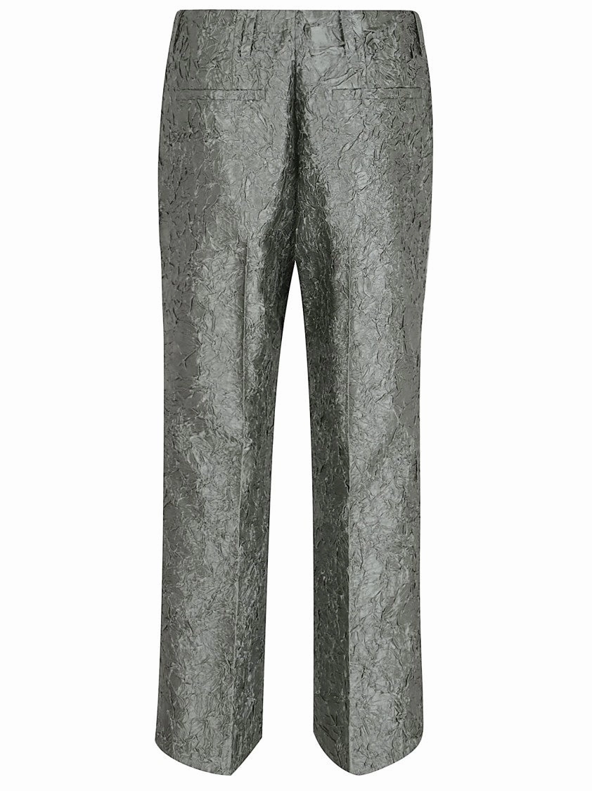 Pleated Slim Fit Ankle Length Trousers