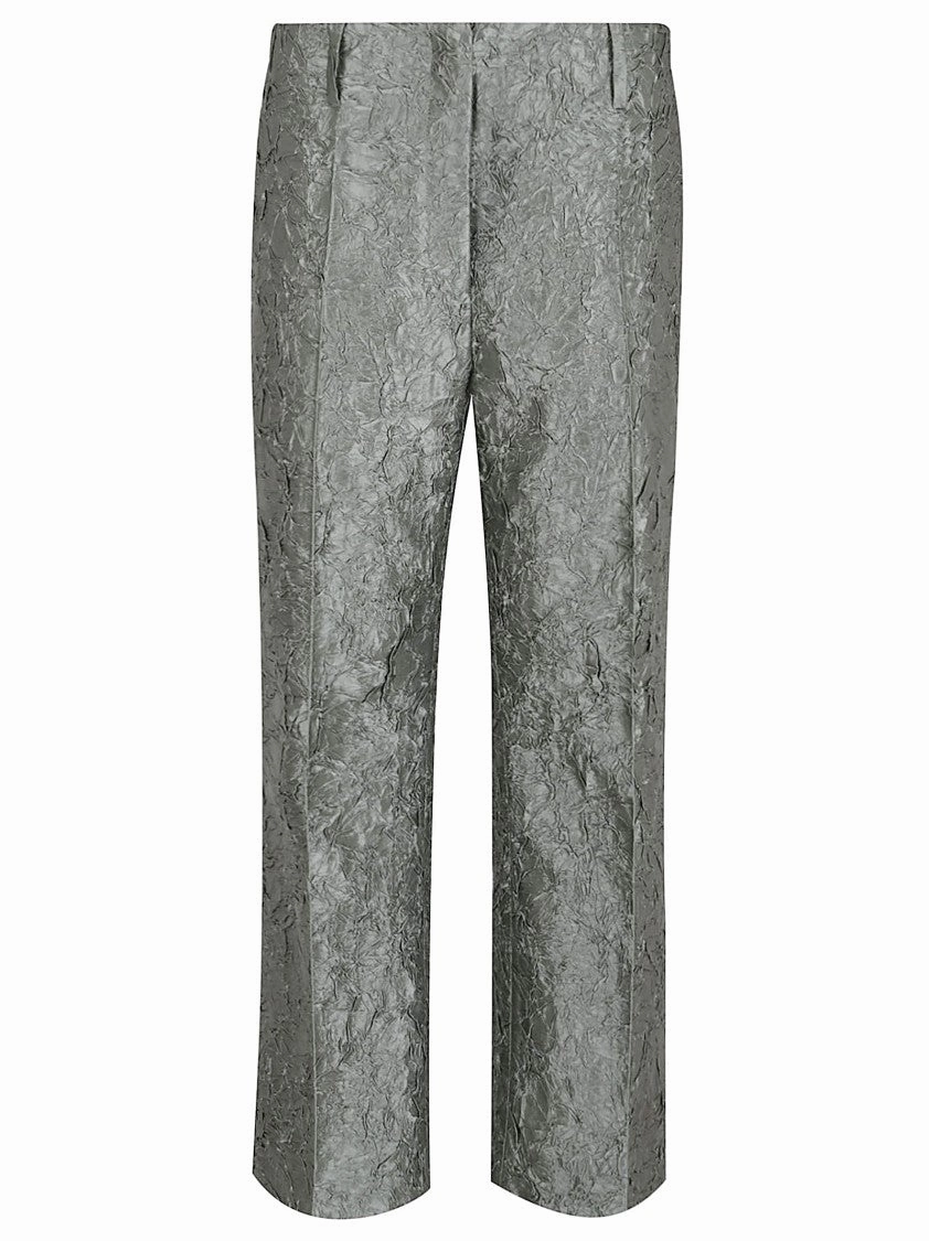 Pleated Slim Fit Ankle Length Trousers