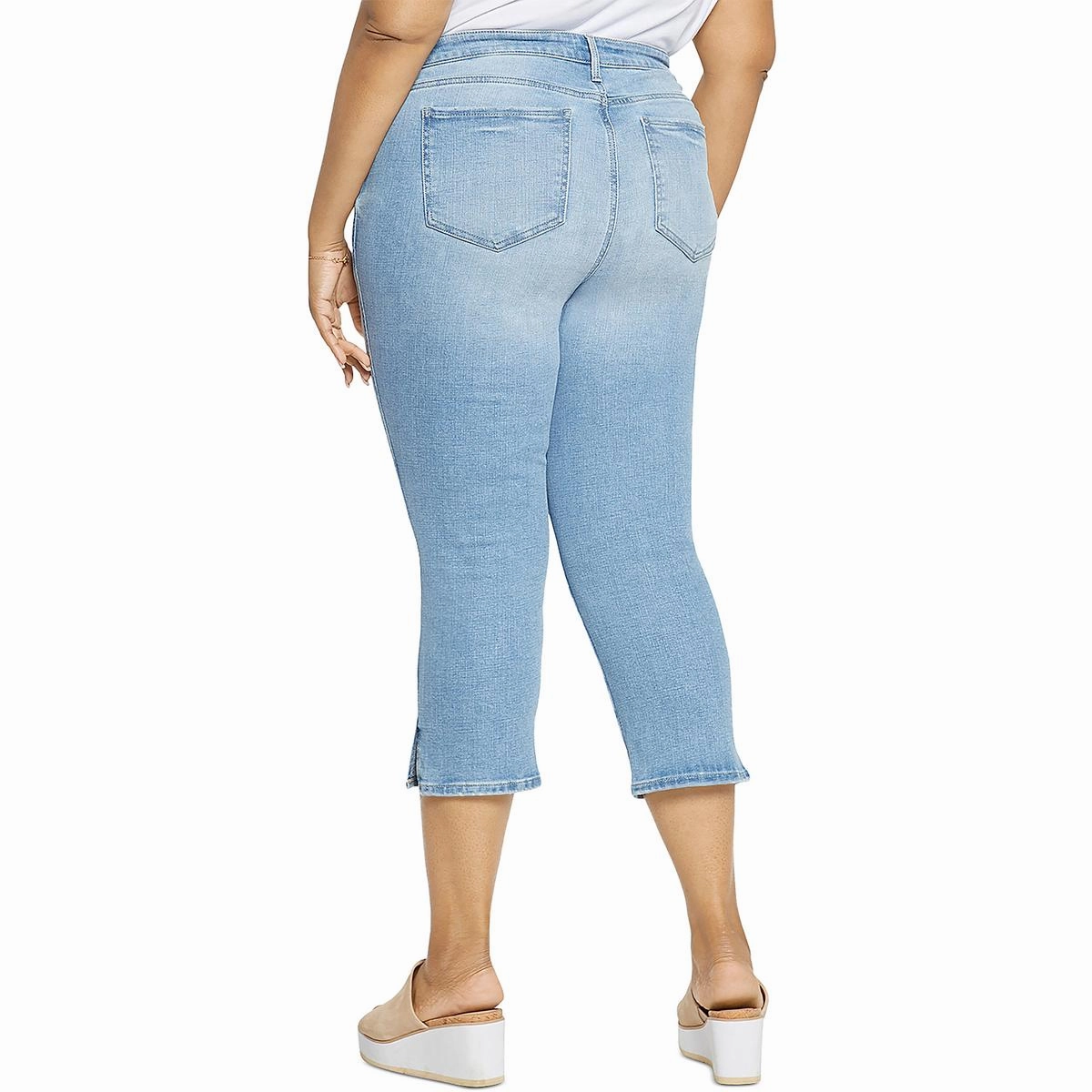 Plus Chloe Womens Side Slit Cropped Capri Jeans