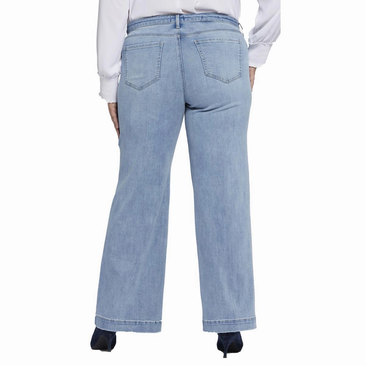 Plus Teresa Womens Distressed Denim Wide Leg Jeans
