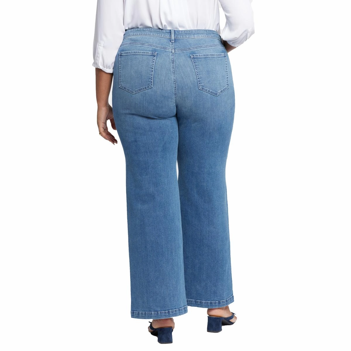 Plus Teresa Womens Stretch Cotton Wide Leg Jeans