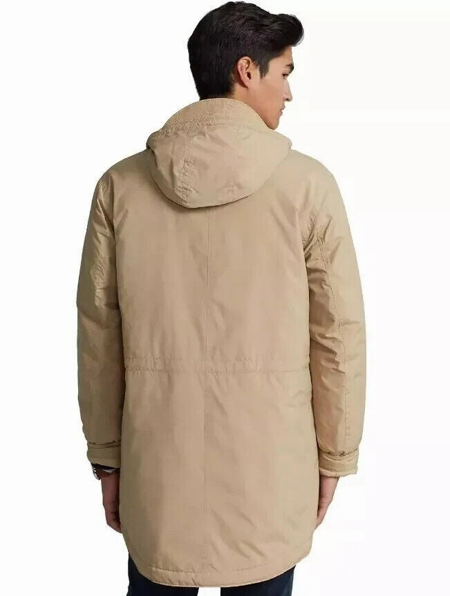 Polo Ralph Lauren Marsh Coat Mens Coastal Beige Packable Hooded Full Zip KLSS101