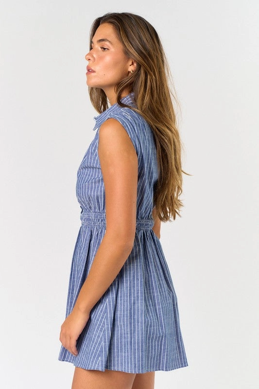 Porta Woven Button Down Mini Dress