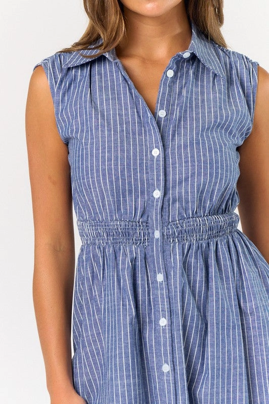 Porta Woven Button Down Mini Dress