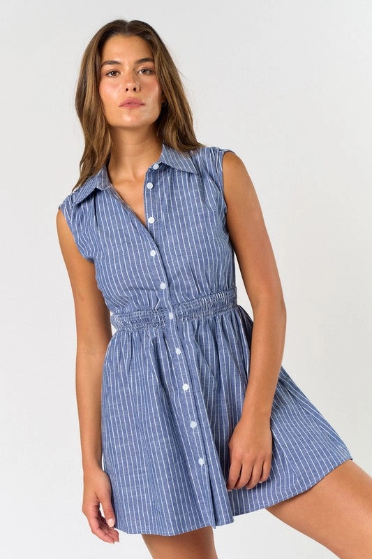 Porta Woven Button Down Mini Dress