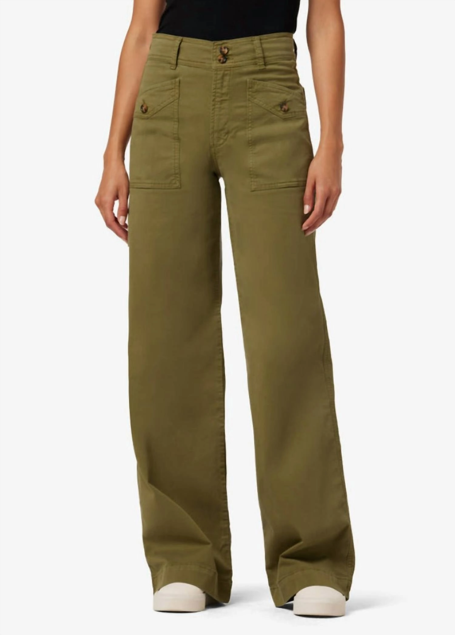 Premium Cargo Wide Leg Jeans In Burnt Olive