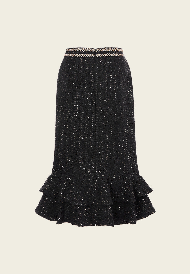 Prestige Sequined Tweed Fishtail Skirt