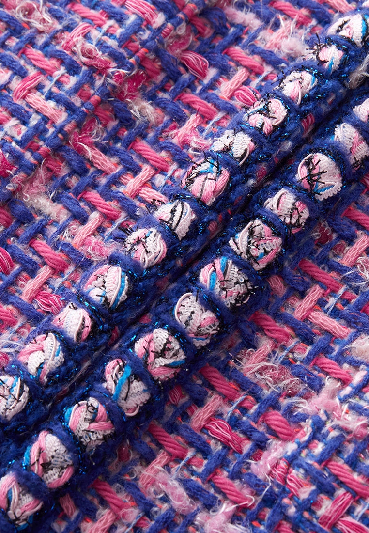 Primary Color Illusion Chunky Woven Tweed Jacket