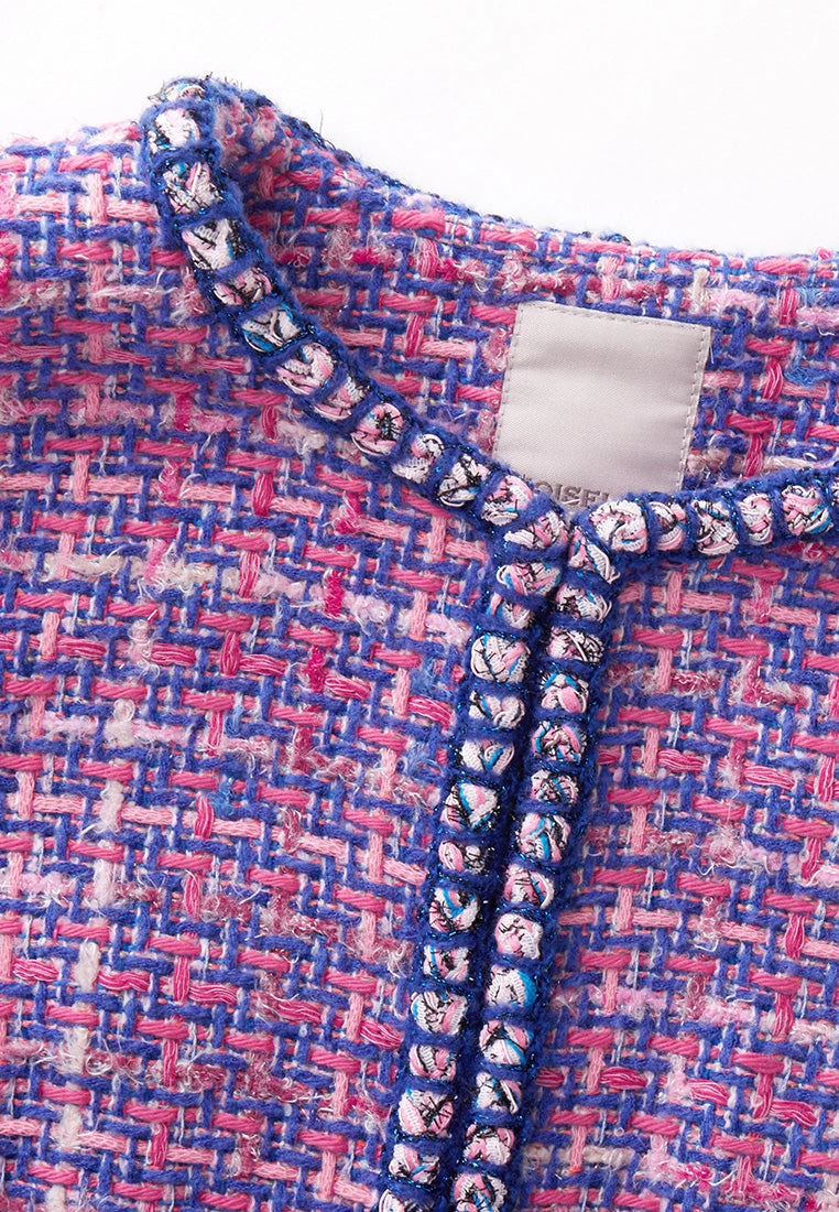 Primary Color Illusion Chunky Woven Tweed Vest