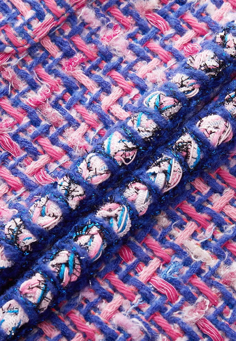 Primary Color Illusion Chunky Woven Tweed Vest