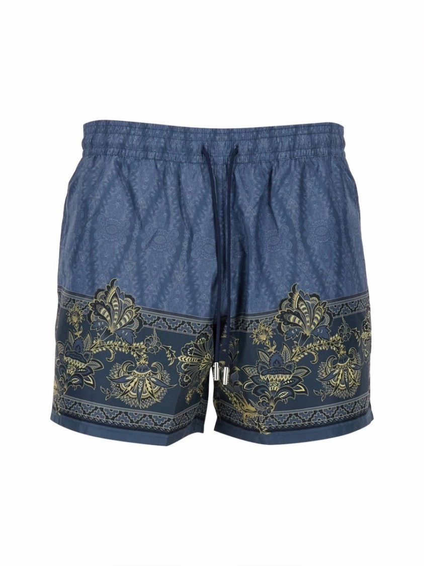 Printed Beach Swimsuit With Gold Detailing