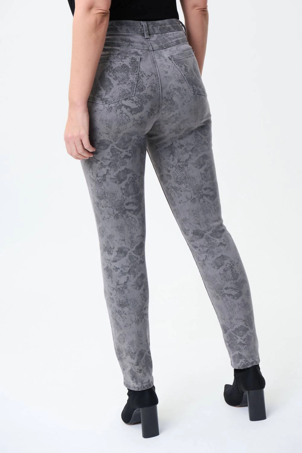 Printed Embellished Jeans In Grey