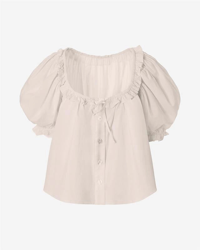 Puff Sleeve Button Up Top