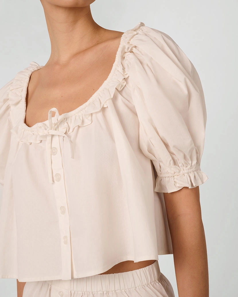 Puff Sleeve Button Up Top