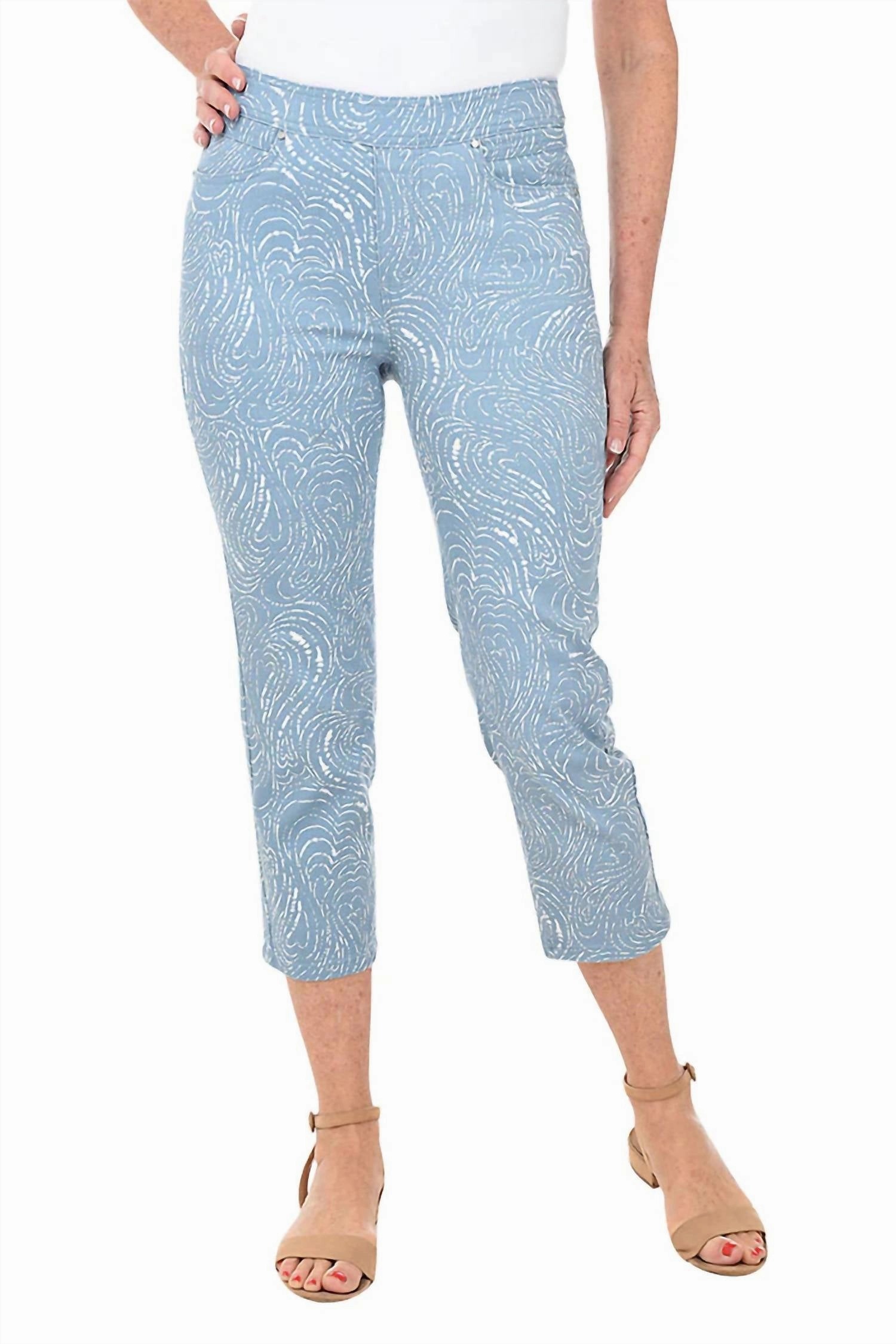 Pull-On Slim Crop Jeans In Blue/white
