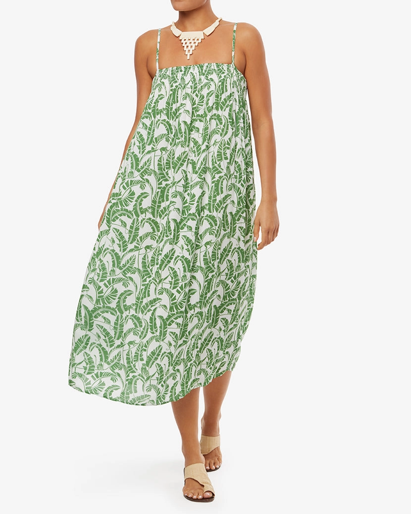 Pull On Smocked Animal Tree Midi Dress