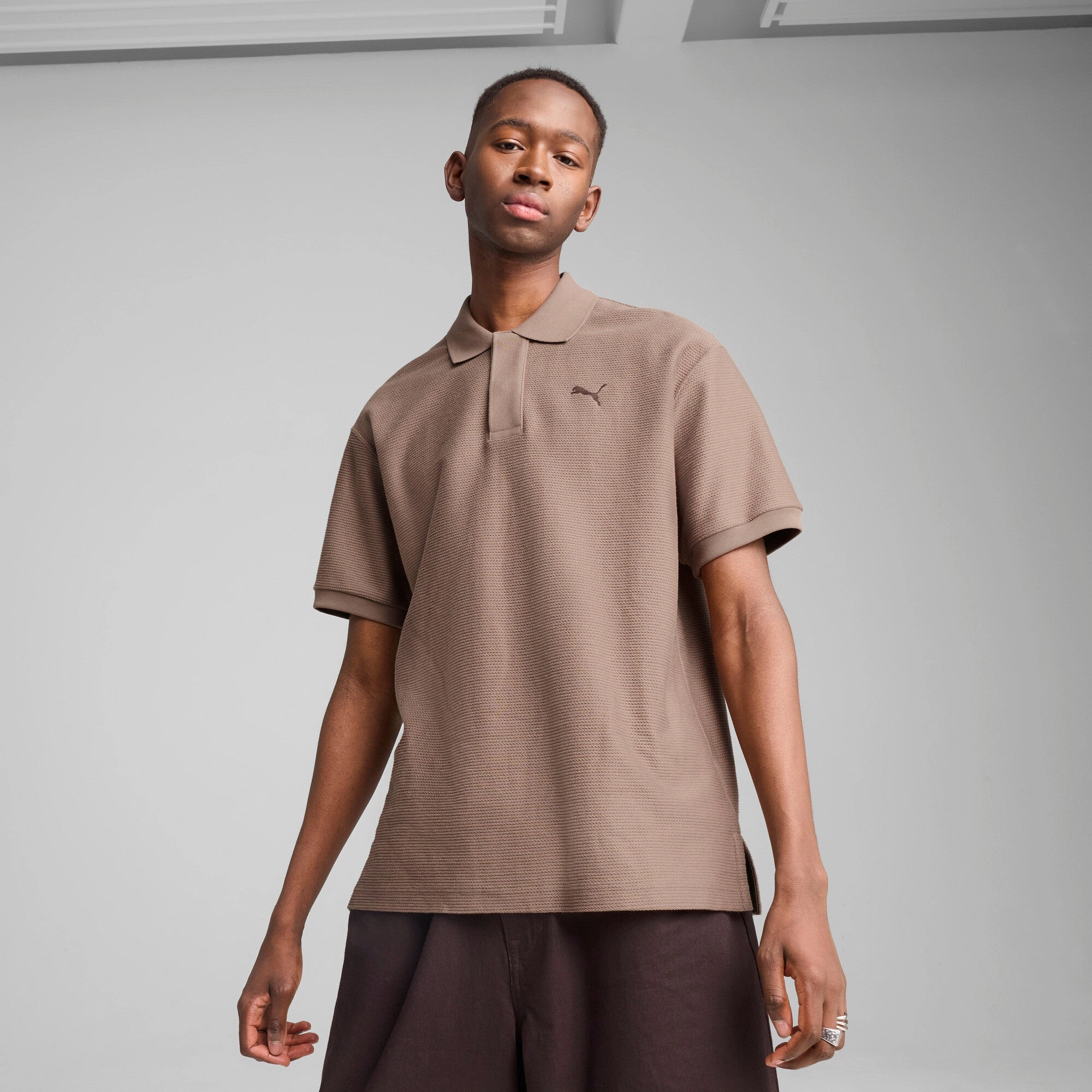 PUMA Men's PREMIUM ESSENTIALS Relaxed Jacquard Polo