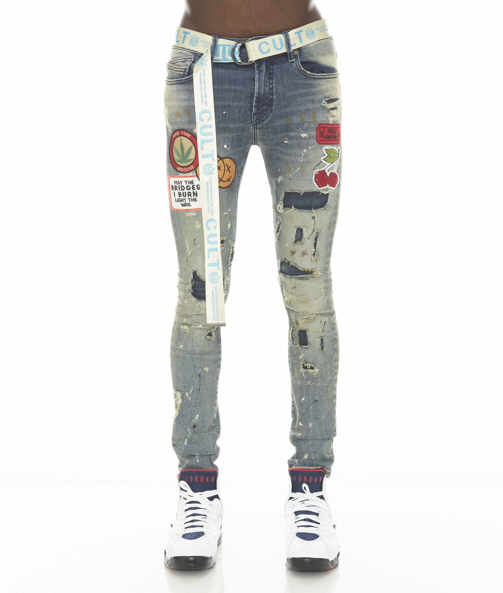 PUNK SUPER SKINNY STRETCH w/BEET RED BELT IN PRIMO
