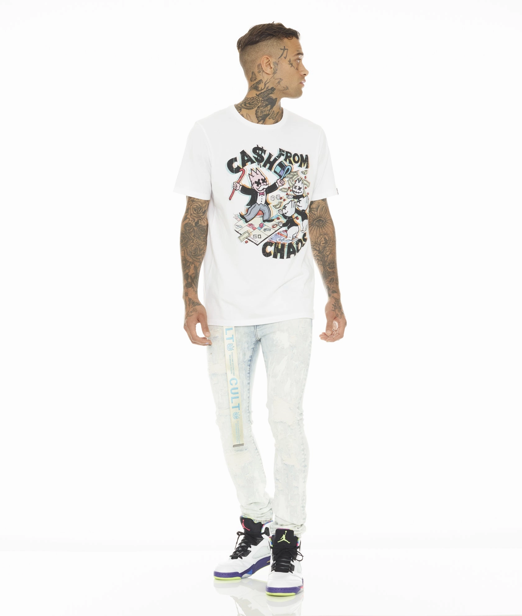 PUNK SUPER SKINNY STRETCH w/ BELT IN SKY