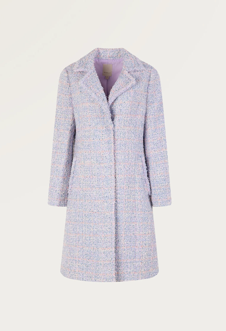Purple long tweed coat