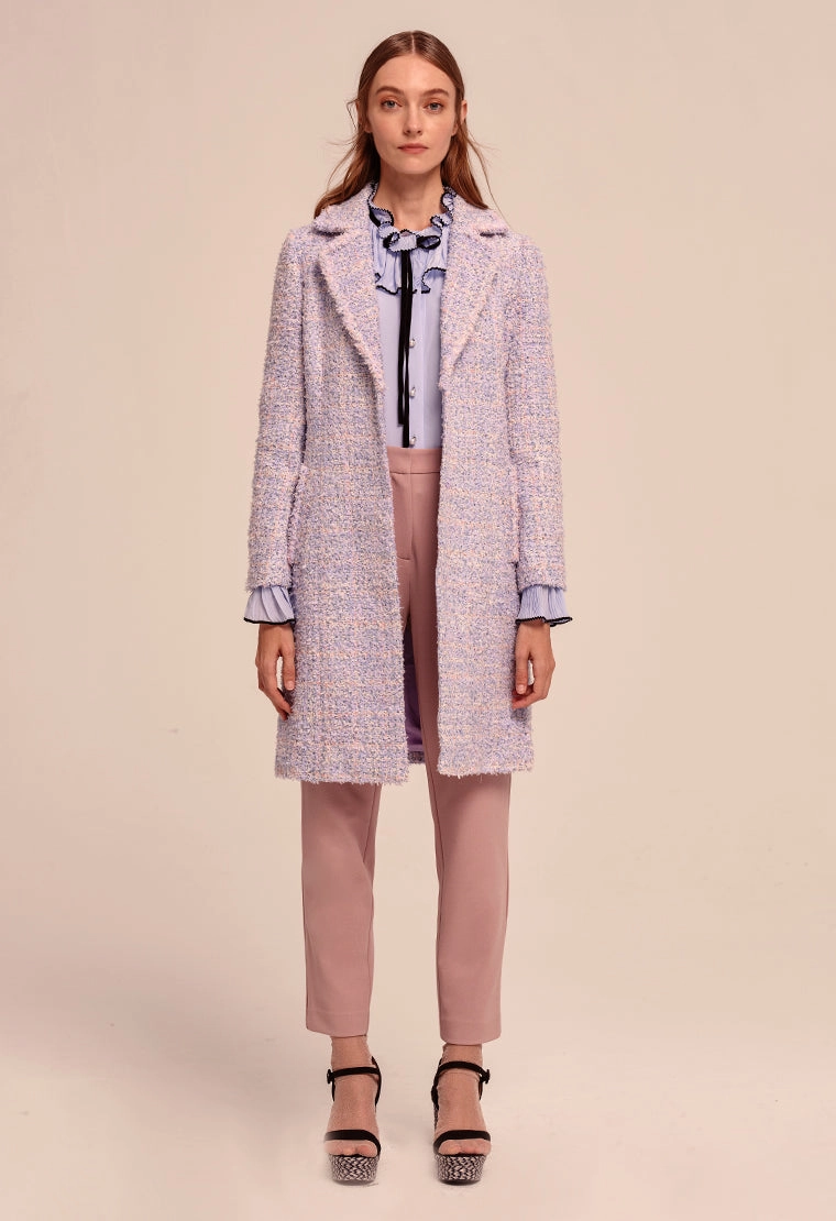 Purple long tweed coat